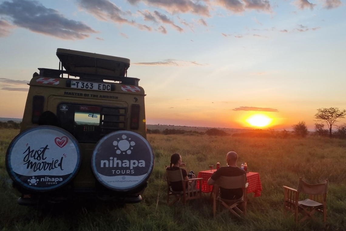 Couple enjoying a private Tanzania safari with Nihapa Tours